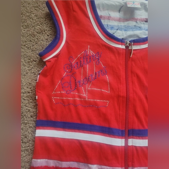 Women's Summer Robe XS-S Red and Blue Stripes - Picture 3 of 5